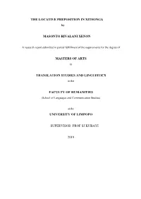 The Locative Preposition in Xitsonga Masonto Rivalani