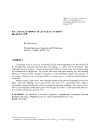 Historical Summary of Cryogenic Activity Prior to 1950 (2007)