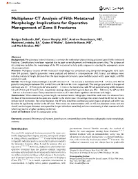 Multiplanar CT Analysis of Fifth Metatarsal Morphology