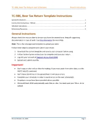 TC-386, Beer Tax Return Template Instructions General Instructions