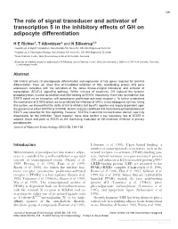 The Role of Signal Transducer and Activator of Transcription 5 in the Inhibitory Effects of GH on Adipocyte Differentiation