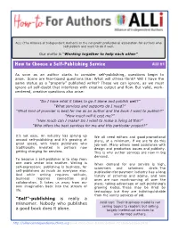 How to Choose a Self-Publishing Service ALLI #1