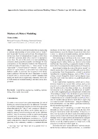 Matters of (Meta-) Modeling