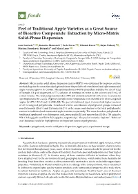 Peel of Traditional Apple Varieties As a Great Source of Bioactive Compounds: Extraction by Micro-Matrix Solid-Phase Dispersion
