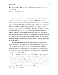 Running out of Space? Architecture and the Need for a Post-Copernican Geocentrism" February 23, 2017, Yale University