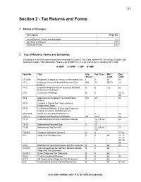 Section 2 - Tax Returns and Forms