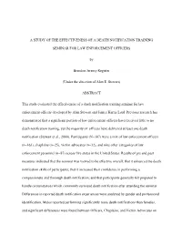 A STUDY of the EFFECTIVENESS of a DEATH NOTIFICATION TRAINING SEMINAR for LAW ENFORCEMENT OFFICERS by Brandon Jeremy Register