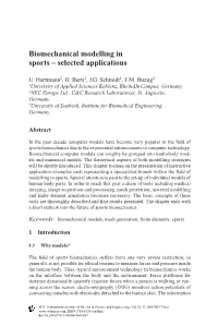 Biomechanical Modelling in Sports – Selected Applications