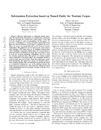 Information Extraction Based on Named Entity for Tourism Corpus