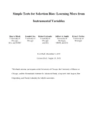 Simple Tests for Selection Bias: Learning More from Instrumental Variables