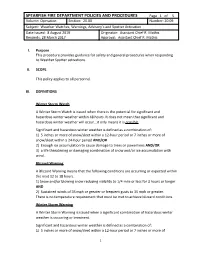 Spearfish Fire Department Policies and Procedures