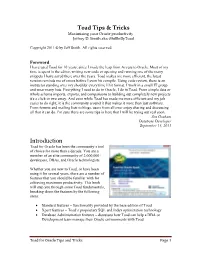 Toad Tips, Tricks, & Clicks