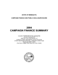 2004 Campaign Finance Summary