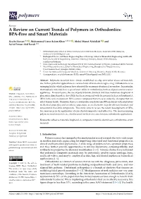 A Review on Current Trends of Polymers in Orthodontics: BPA-Free and Smart Materials