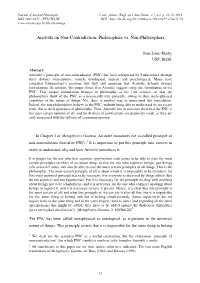 Aristotle on Non-Contradiction: Philosophers Vs