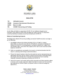 COVID-19 Screening and Testing