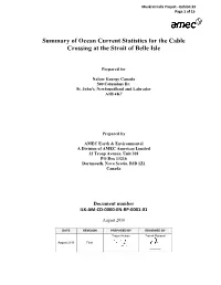 Exhibit 33: Summary of Ocean Current Statistics for the Cable Crossing