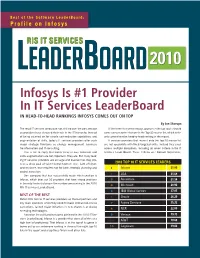 Infosys Is #1 Provider in IT Services Leaderboard in Head-To-Head Rankings Infosys Comes out on Top