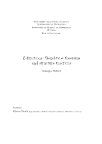 L-Functions: Siegel-Type Theorems and Structure Theorems