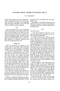 Lord Howe Island, a Riddle of the Pacific. Part II