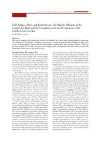 TAP, Nabucco West, and South Stream: the Pipeline Dilemma In
