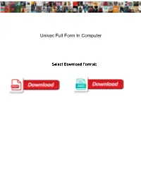Univac Full Form in Computer