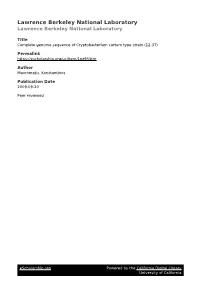 Complete Genome Sequence of Cryptobacterium Curtum Type Strain (12-3T)