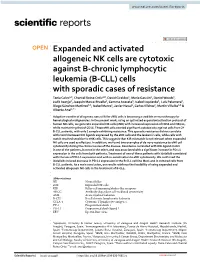 Expanded and Activated Allogeneic NK Cells Are Cytotoxic Against B