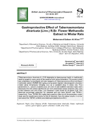 Gastroprotective Effect of Tabernaemontana Divaricata (Linn.) R.Br