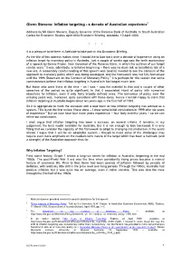 Glenn Stevens: Inflation Targeting - a Decade of Australian Experience1