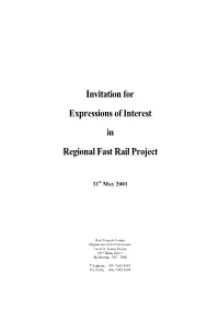 Invitation for Expressions of Interest in Regional Fast Rail Project