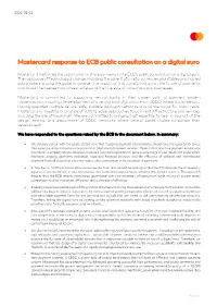 Mastercard Response to ECB Public Consultation on a Digital Euro