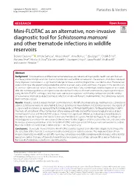 Mini-FLOTAC As an Alternative, Non-Invasive Diagnostic Tool For