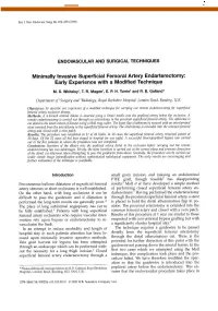 Minimally Invasive Superficial Femoral Artery Endarterectomy: Early Experience with a Modified Technique