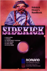 Owner's Handbook SIDEKICK Version 1