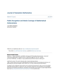 Public Recognition and Media Coverage of Mathematical Achievements