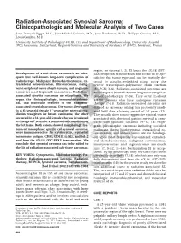 Radiation-Associated Synovial Sarcoma