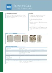 Technical Data 20 Amp 20 AX Switches