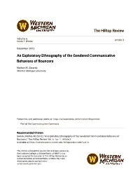 An Exploratory Ethnography of the Gendered Communicative Behaviors of Bouncers