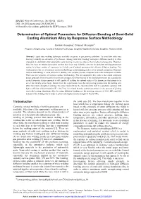 Determination of Optimal Parameters for Diffusion Bonding of Semi-Solid Casting Aluminium Alloy by Response Surface Methodology