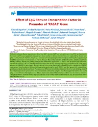 Effect of Cpg Sites on Transcription Factor in Promoter of 'RASA3' Gene