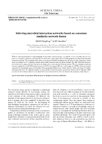 Inferring Microbial Interaction Networks Based on Consensus Similarity Network Fusion
