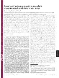 Long-Term Human Response to Uncertain Environmental Conditions in the Andes