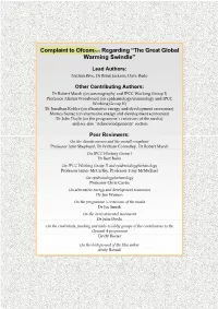 [PDF] Complaint to Ofcom Regarding “The Great Global Warming Swindle”