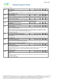 Sydney Program Guide