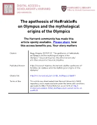 The Apotheosis of He#Rakle#S on Olympus and the Mythological Origins of the Olympics