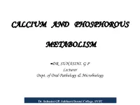 Calcium and Phosphorous Metabolism