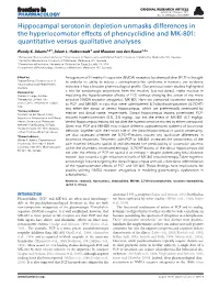 Hippocampal Serotonin Depletion Unmasks Differences in the Hyperlocomotor Effects of Phencyclidine and MK-801: Quantitative Versus Qualitative Analyses