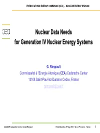Nuclear Data Needs for Generation IV Nuclear Energy Systems