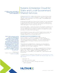 Nutanix Enterprise Cloud for State and Local Government Shared Services